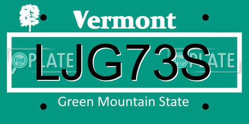 LJG73S Vermont License Plate