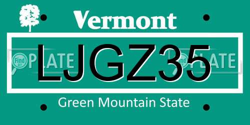 LJGZ35 Vermont License Plate