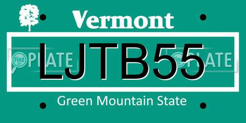 LJTB55 Vermont License Plate