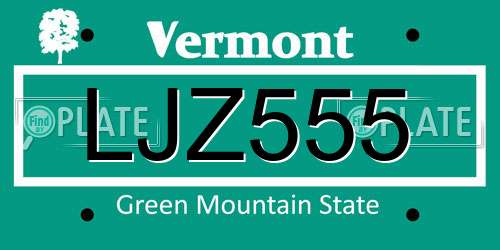 LJZ555 Vermont License Plate