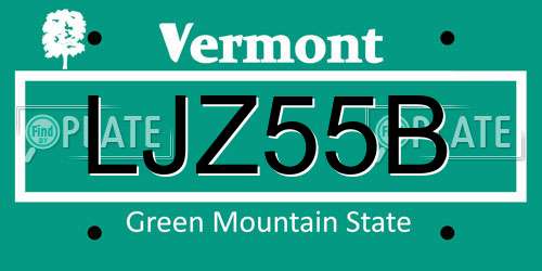 LJZ55B Vermont License Plate