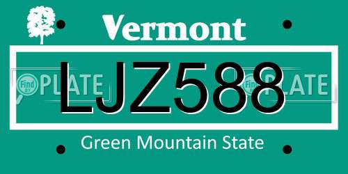LJZ588 Vermont License Plate