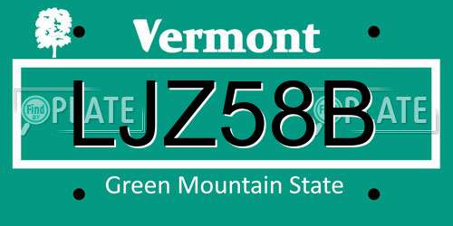 LJZ58B Vermont License Plate