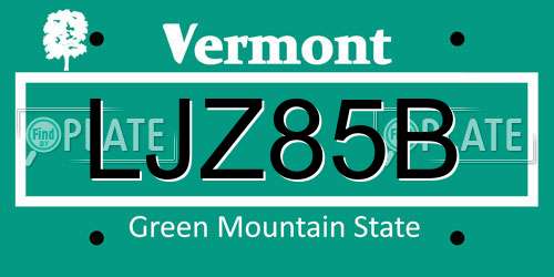 LJZ85B Vermont License Plate