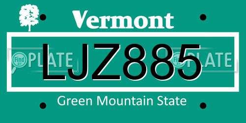 LJZ885 Vermont License Plate