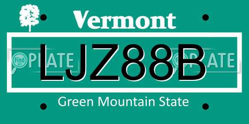 LJZ88B Vermont License Plate