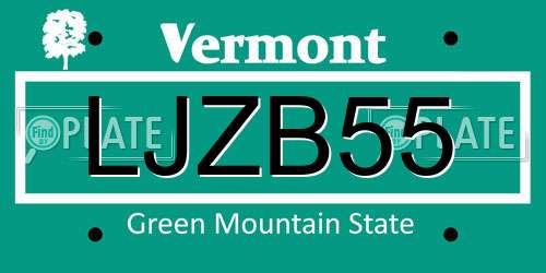 LJZB55 Vermont License Plate