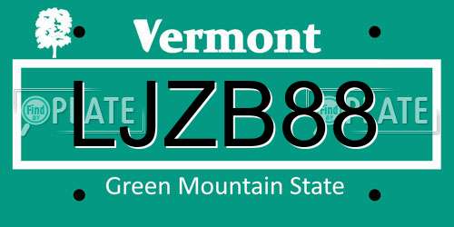 LJZB88 Vermont License Plate