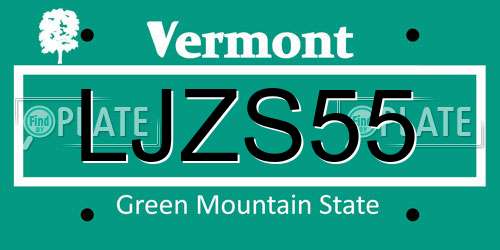 LJZS55 Vermont License Plate