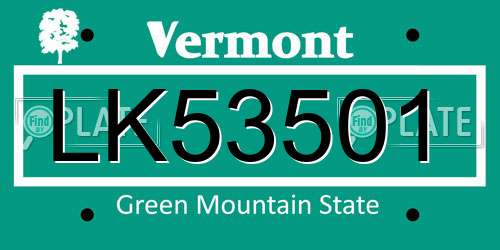 LK53501 Vermont License Plate