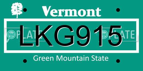 LKG915 Vermont License Plate