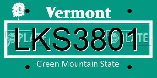 LKS3801 Vermont License Plate
