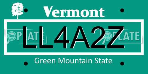LL4A2Z Vermont License Plate