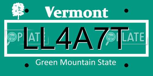 LL4A7T Vermont License Plate