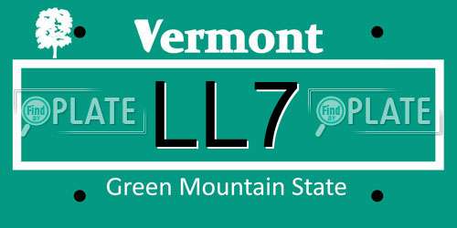 LL7 Vermont License Plate