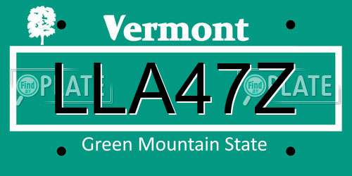LLA47Z Vermont License Plate