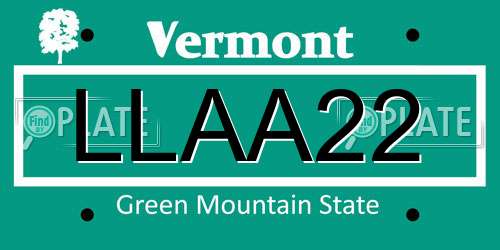 LLAA22 Vermont License Plate