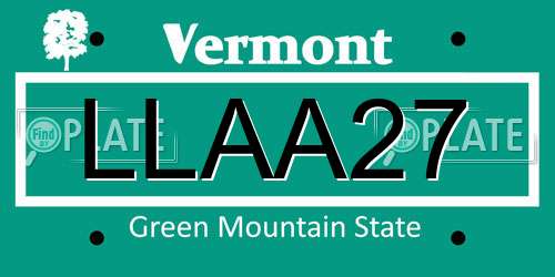 LLAA27 Vermont License Plate