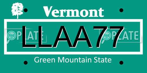 LLAA77 Vermont License Plate