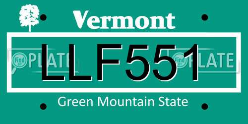 LLF551 Vermont License Plate