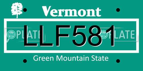LLF581 Vermont License Plate
