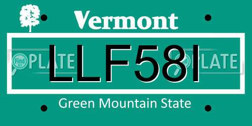 LLF58I Vermont License Plate