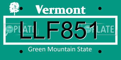 LLF851 Vermont License Plate