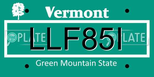 LLF85I Vermont License Plate