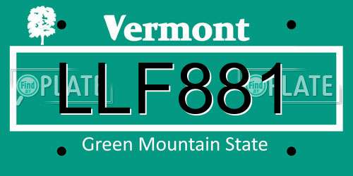 LLF881 Vermont License Plate
