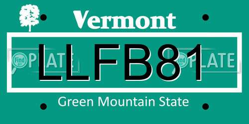 LLFB81 Vermont License Plate