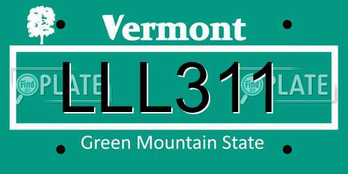 LLL311 Vermont License Plate