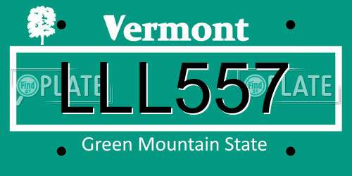 LLL557 Vermont License Plate