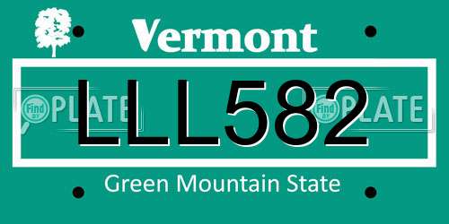 LLL582 Vermont License Plate