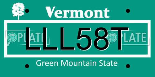 LLL58T Vermont License Plate