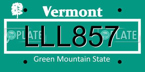 LLL857 Vermont License Plate