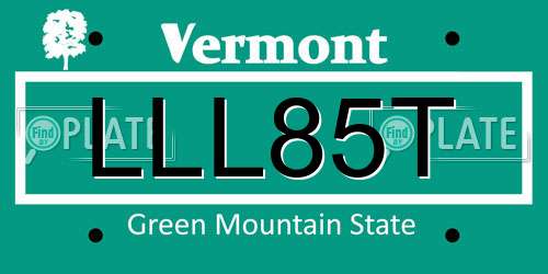 LLL85T Vermont License Plate