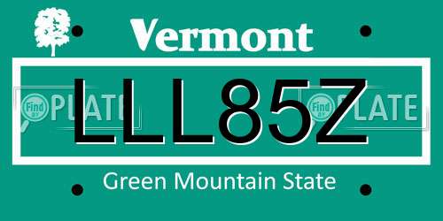 LLL85Z Vermont License Plate