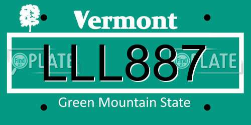 LLL887 Vermont License Plate