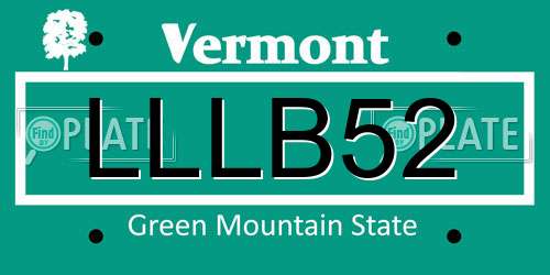 LLLB52 Vermont License Plate