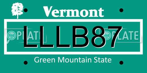 LLLB87 Vermont License Plate