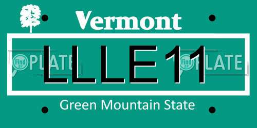 LLLE11 Vermont License Plate