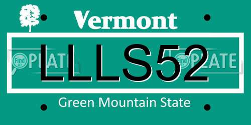 LLLS52 Vermont License Plate