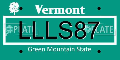 LLLS87 Vermont License Plate