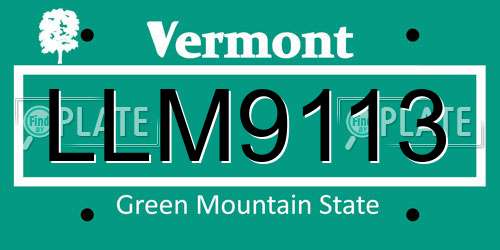 LLM9113 Vermont License Plate