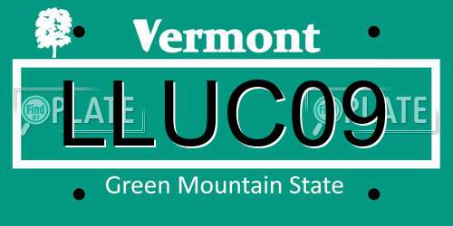 LLUC09 Vermont License Plate