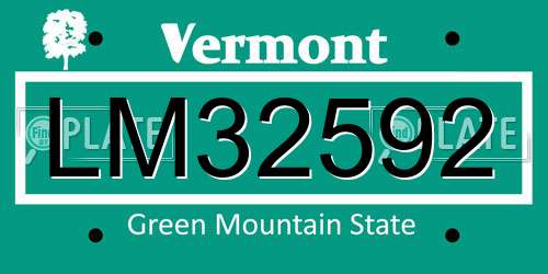 LM32592 Vermont License Plate