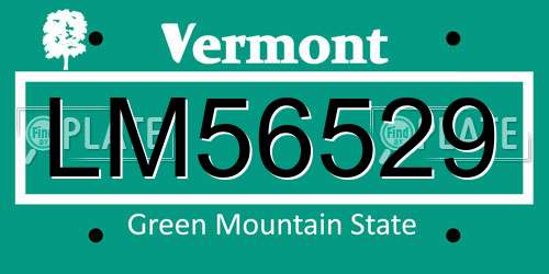 LM56529 Vermont License Plate
