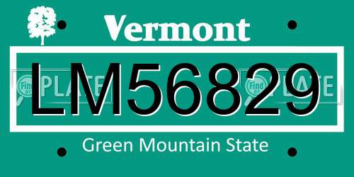 LM56829 Vermont License Plate