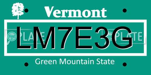 LM7E3G Vermont License Plate