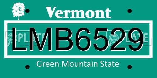 LMB6529 Vermont License Plate